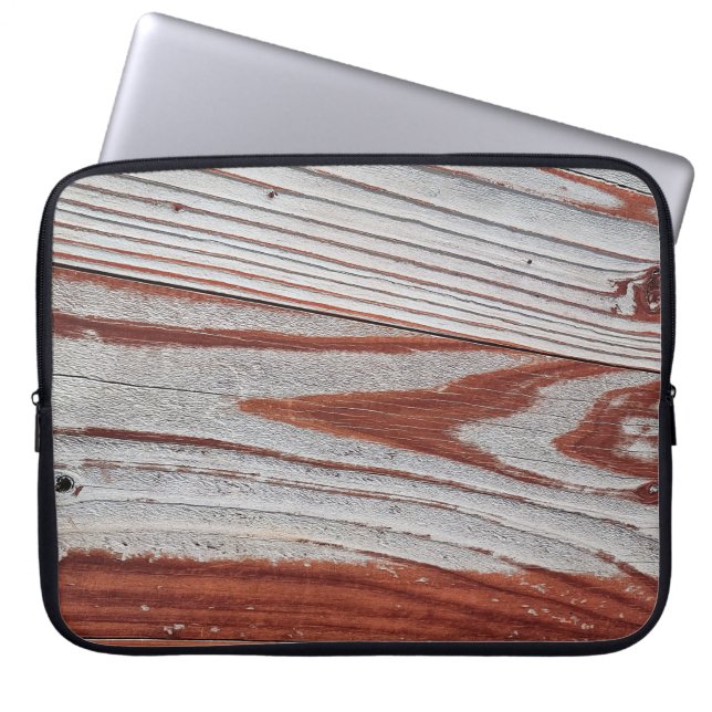 Reddish Brown Faded Paint on Wood Laptop Sleeve (Front)