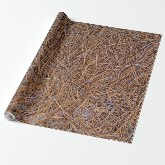 Reddish brown pine straw needles photo wrapping paper (Unrolled)