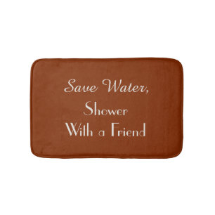 Reddish Brown Save Water Funny Plush Bath Mat