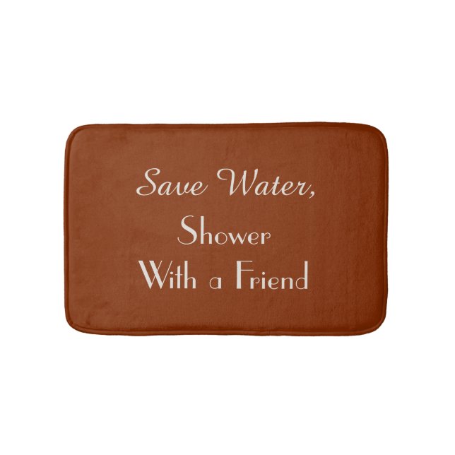Reddish Brown Save Water Funny Plush Bath Mat (Front)