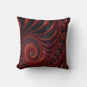 Reddish brown skeleton abstract spiral stairs cushion