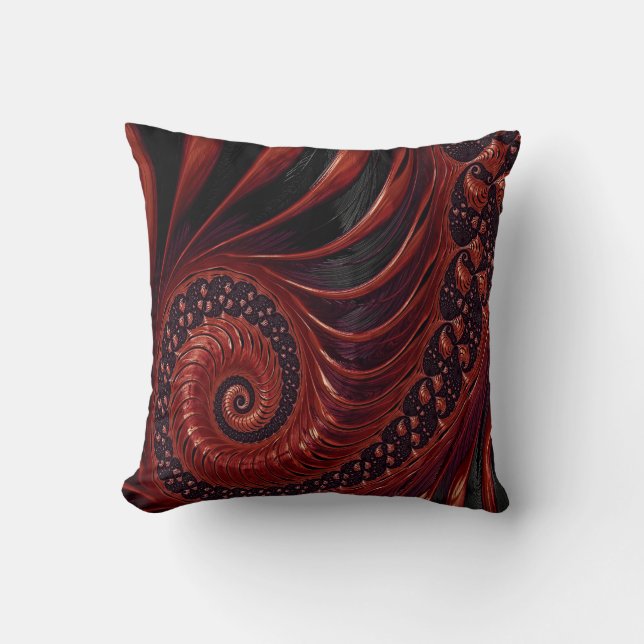 Reddish brown skeleton abstract spiral stairs cushion (Front)