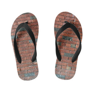 Reddish/Brownish Brick Wall, With Some Dark Bricks Kid's Thongs