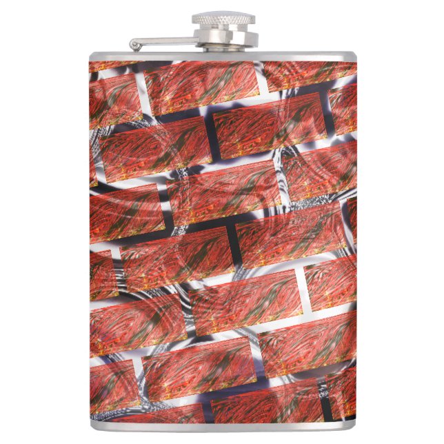 Reddish, bubbles on grid or brick effect? Metallic Hip Flask (Front)