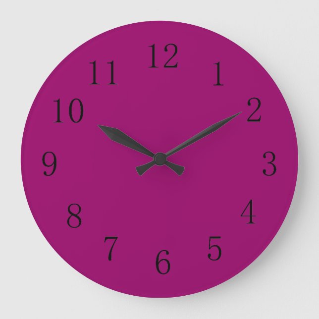 Reddish Eggplant Purple Solid Colour Large Clock (Front)