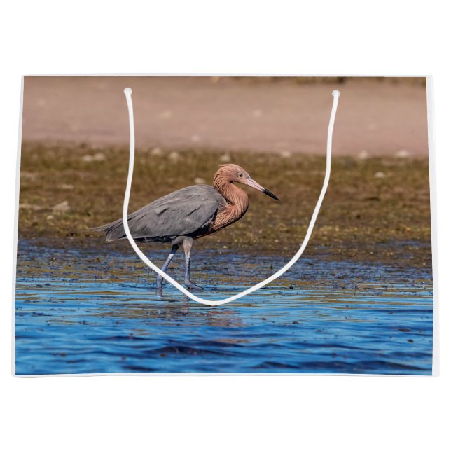 Reddish Egret on North Beach Large Gift Bag (Front)