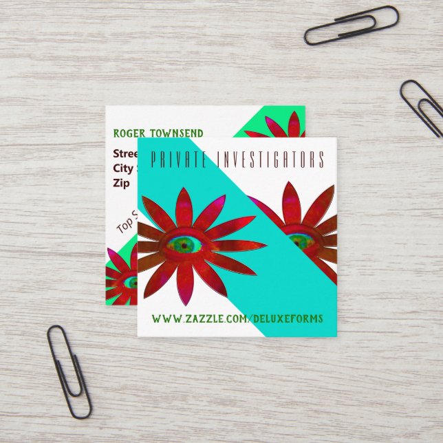 Reddish Eye Flower Square Business Card (Front/Back In Situ)