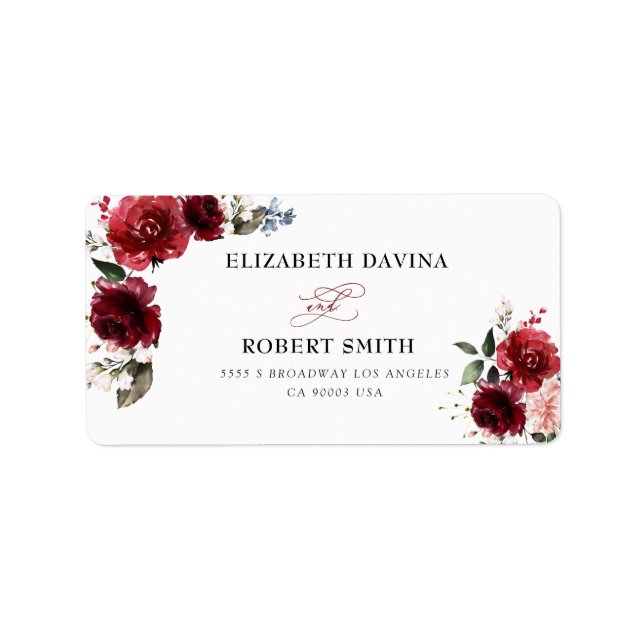 Reddish Floral Elegant Rustic White Wedding Label (Front)