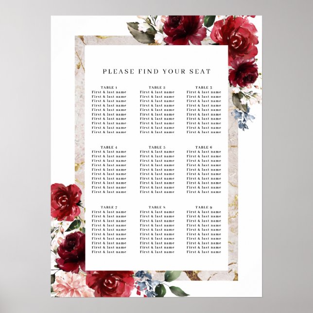 Reddish Floral Elegant Rustic White Wedding Poster (Front)