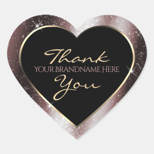 Reddish Metal Sparkle Glitter Frame Thank You Heart Sticker