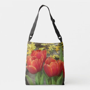 Reddish Orange Tulip Crossbody Bag