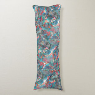 Reddish peach and cyan spots on sketchy rough wall body cushion