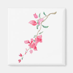 Reddish Pink Bougainvillea flower watercolor Magnet