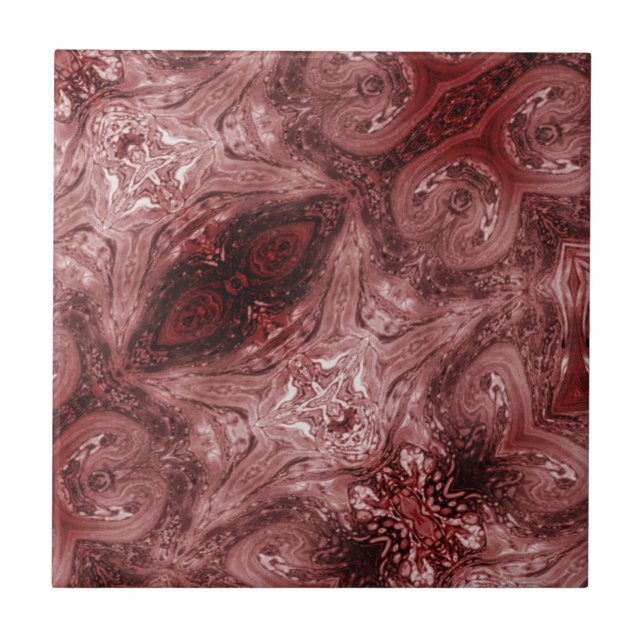 Reddish plum abstract geometric art Ceramic Tile (Front)