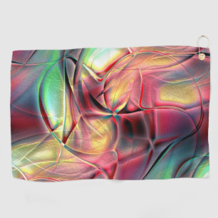 Reddish to green colourful crumpled 'beach cloth'  golf towel