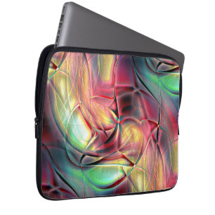Reddish to green colourful crumpled 'beach cloth' laptop sleeve