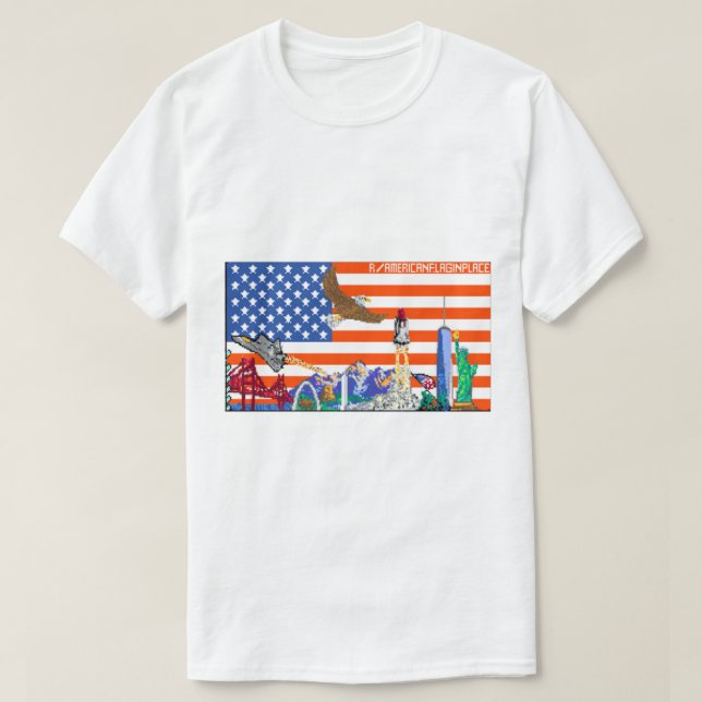 Reddit R Place Usa Flag   T-Shirt (Design Front)