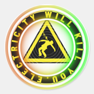 reddy kilowatt electricity will kill you classic round sticker