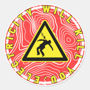 reddy kilowatt electricity will kill you  classic round sticker