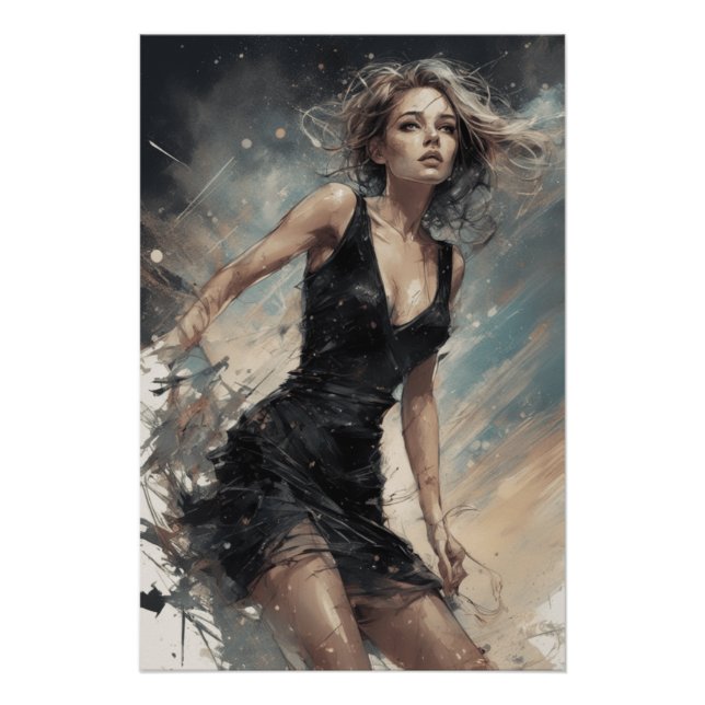 Redefined: AI-Designed Little Black Dress Vintage Poster (Front)