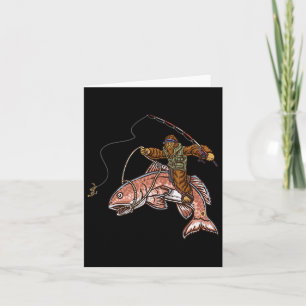 Redfish Fishing Hunting Bigfoot Fishermen  Card