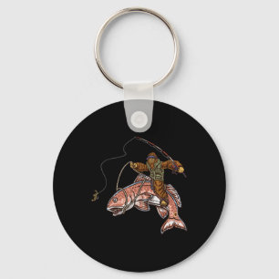 Redfish Fishing Hunting Bigfoot Fishermen  Key Ring