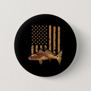Redfish Fishing Red Drum Tailing Usa American Flag 6 Cm Round Badge