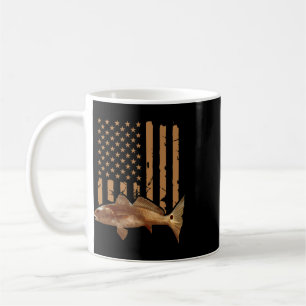 Redfish Fishing Red Drum Tailing Usa American Flag Coffee Mug