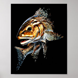 Redfish Fishing Shirt And Gear For Men Poster