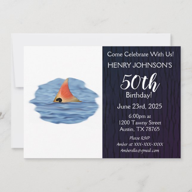 Redfish Fishing Themed 50th Birthday Invitation (Front)