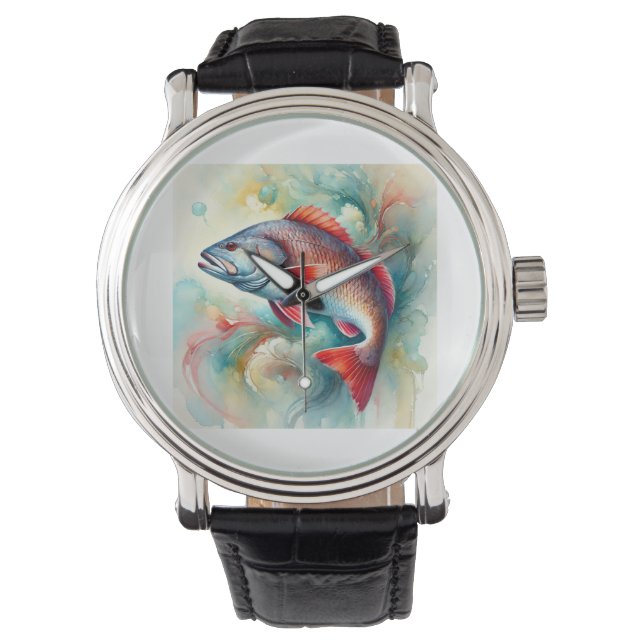 Redfish in Serene Waters 210824AREF147 - Watercolo Watch (Front)