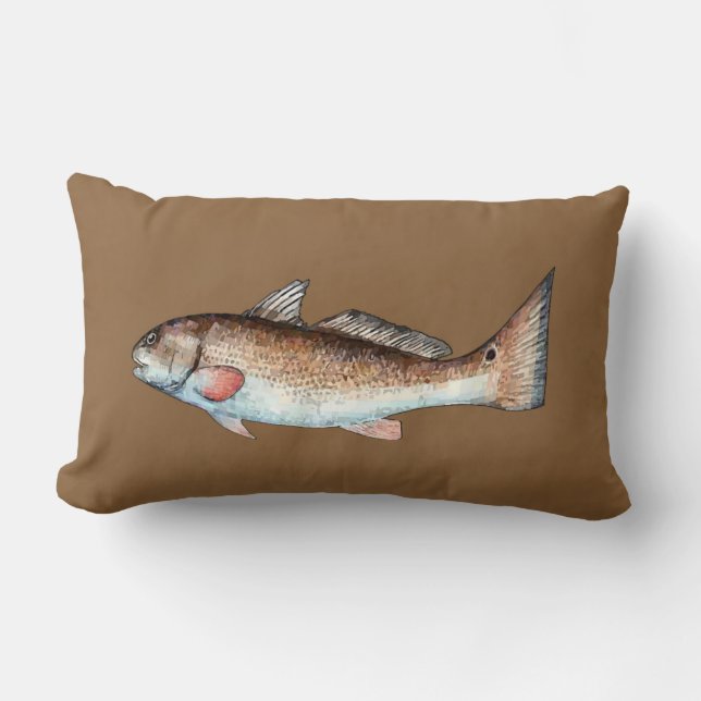 Redfish on Brown Pillow (Front)