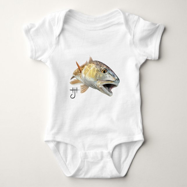 Redfish Strike - Zazzle.png Baby Bodysuit (Front)