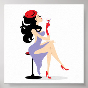 REDHAT09 FASHIONISTA DIVA RED HAT HEELS PURPLE DRE POSTER