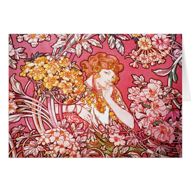 Redhead Among Flowers, Alphonse Mucha (Front Horizontal)