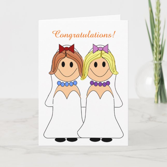 Redhead and Blonde Brides Lesbian Wedding Card (Front)