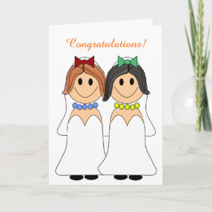 Redhead and Brunette Lesbian Wedding Card