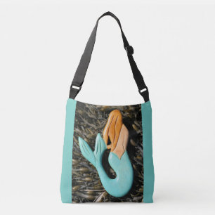 Redhead blue-tailed mermaid blue crossbody bag