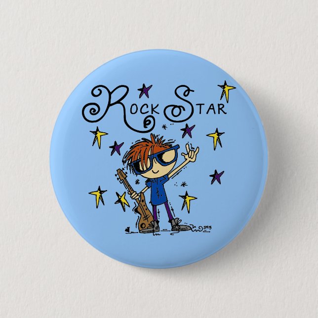 Redhead Boy Rock Star 6 Cm Round Badge (Front)