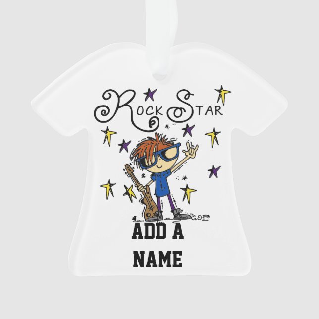 Redhead Boy Rock Star Ornament (Front)