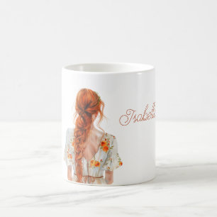 Redhead Braided Hair Floral Dress Coffee Mug