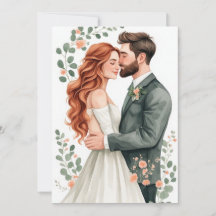Redhead Bride and Dark Hair Groom Wedding