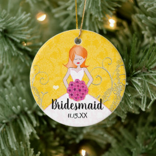 Redhead Bridesmaid Favours You Choose Colours Ceramic Ornament