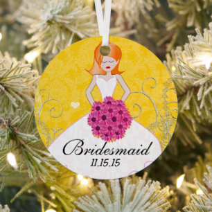 Redhead Bridesmaid Favours You Choose Colours Metal Tree Decoration
