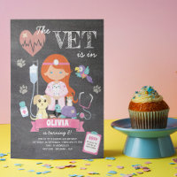 Redhead Chalkboard Girl Vet Birthday Party