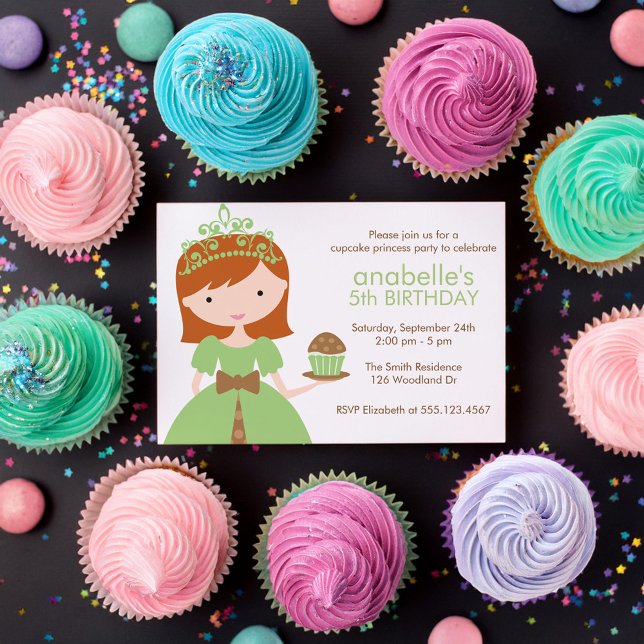 Redhead Cupcake Princess Birthday Invitation (Creator Uploaded)
