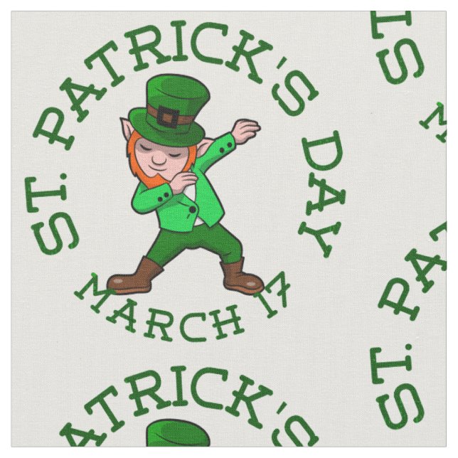 redhead dabbing leprechaun fabric (Close Up)