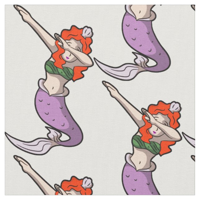 redhead dabbing mermaid fabric (Close Up)