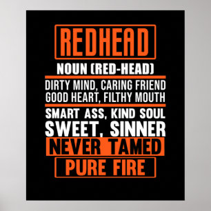 Redhead Definition Cute Red Hair Girls Women Poster