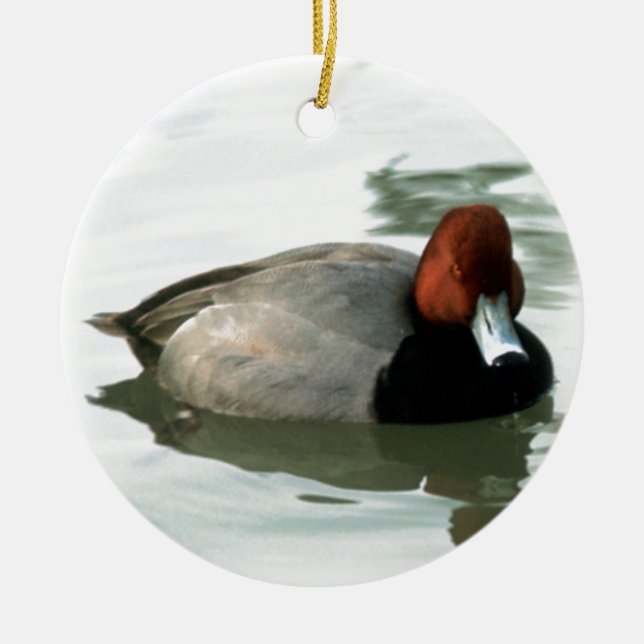 Redhead Duck Ceramic Tree Decoration (Front)